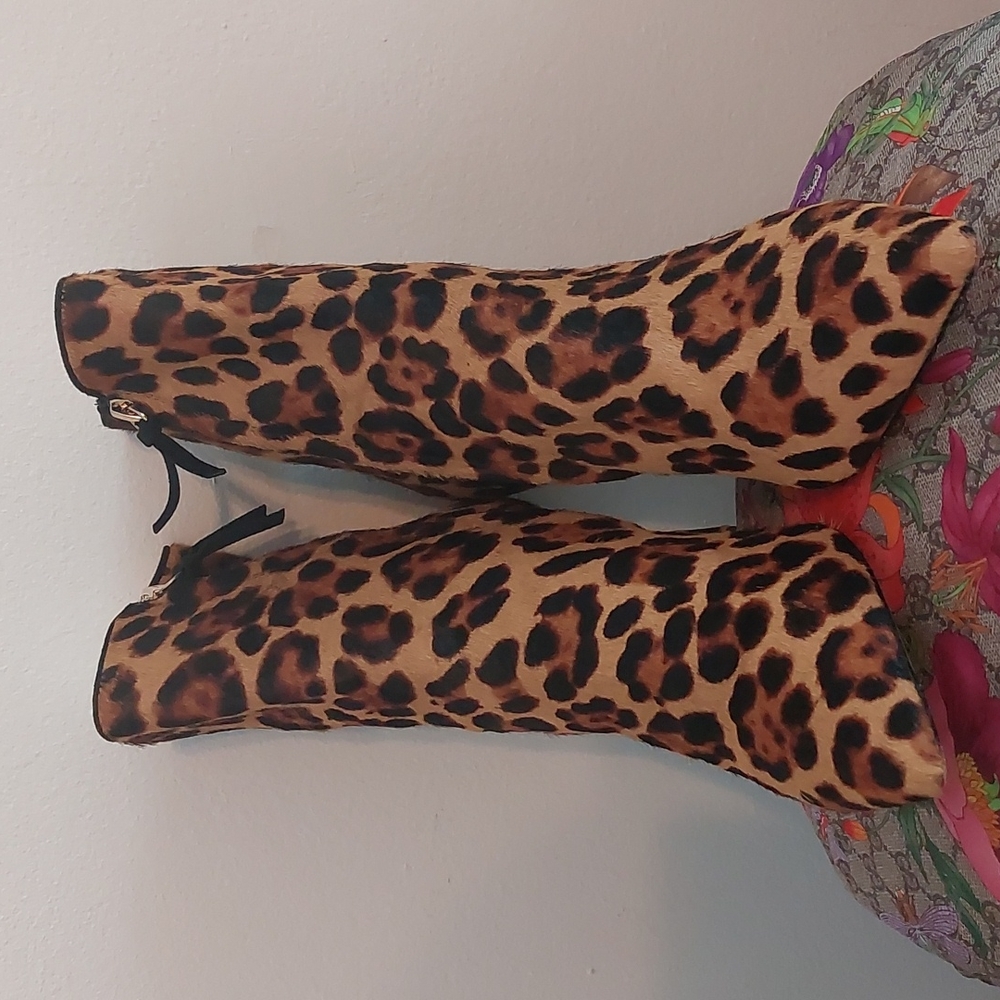 J.Crew Size 10 Cheetah Print Pointy Toe Calf Hair Ankle Boots